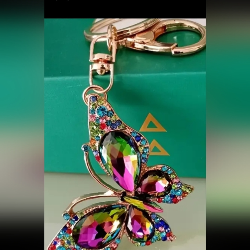 Butterfly Mystic Topaz 3-in Cross Butterfly Purse Charm Key Fob 4 In